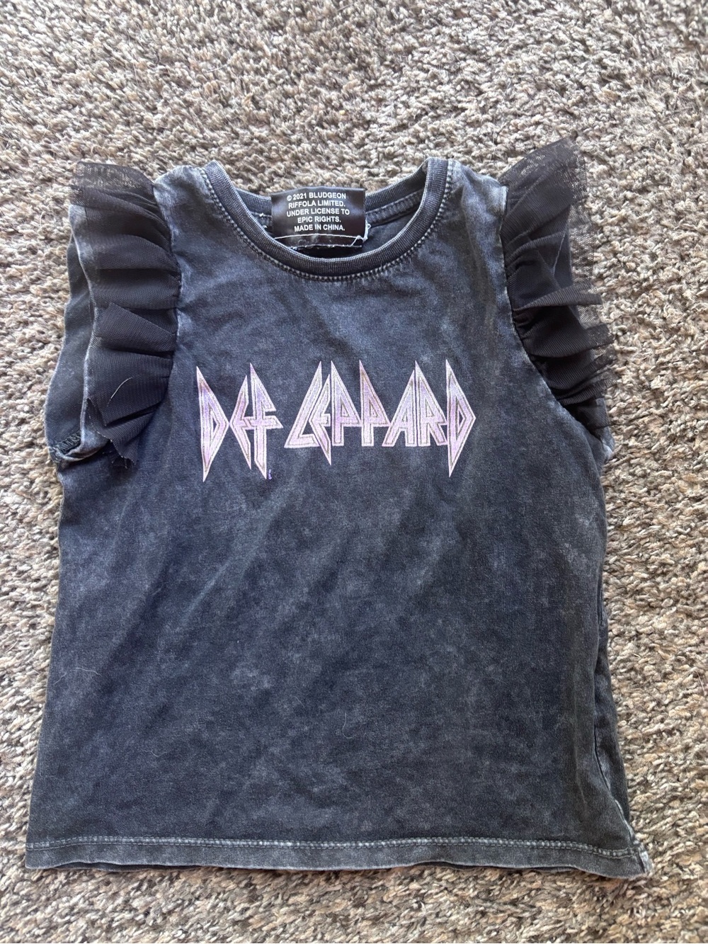 Cotton On Black Def Leppard Graphic Ruffle Sleeve Tank